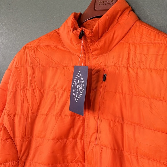 New men Sz XL packable puffer zip up orange casual light travel jacket coat - Picture 4 of 10